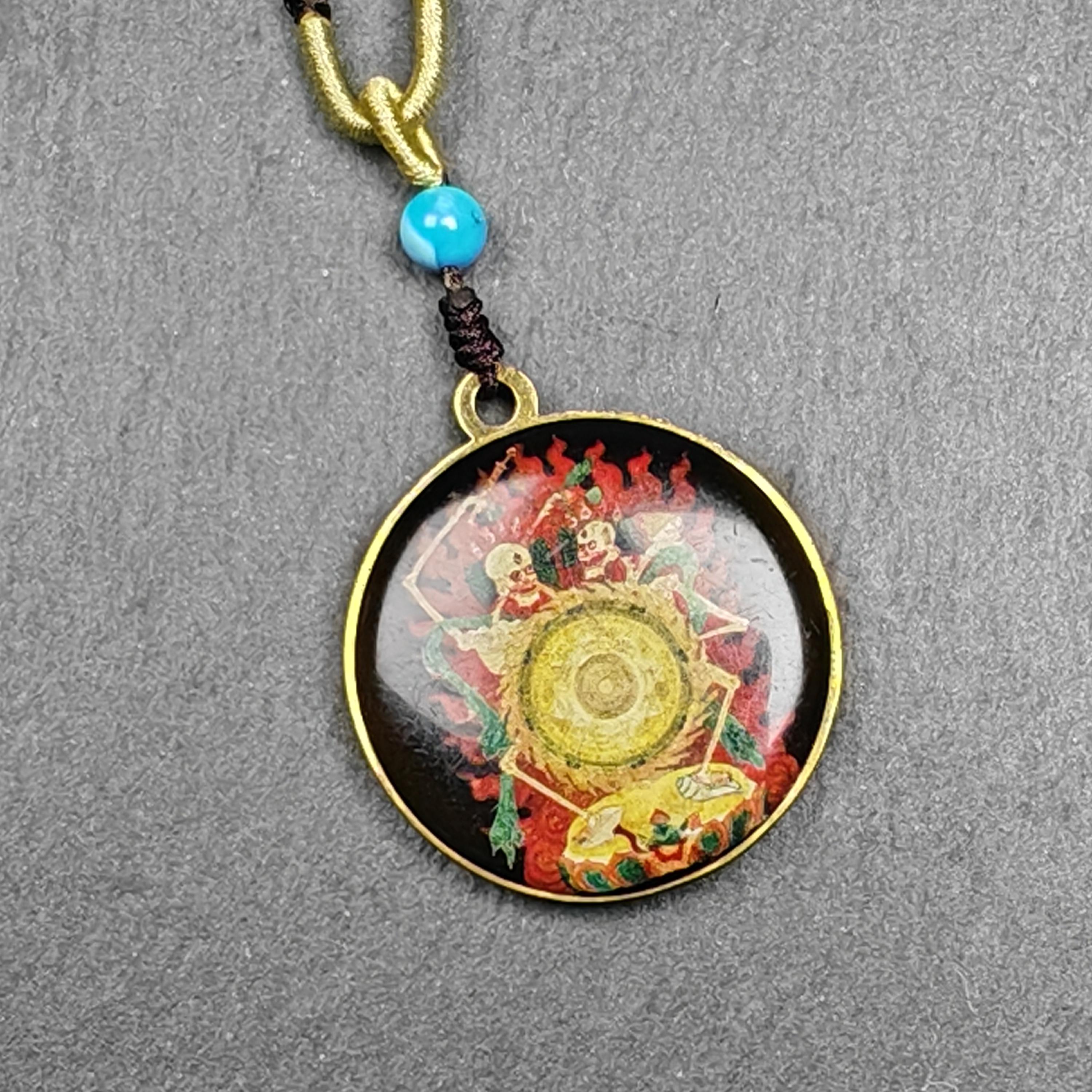 Gandhanra Vintage Tibetan Amulet,double Sided Citipati Skull