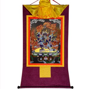 Gandhanra Bronzing Printed Thangka Art - Vajrakilaya Thangka, Vajrakumara, Hand Framed Tibetan Buddhist Thangka Wall Hanging