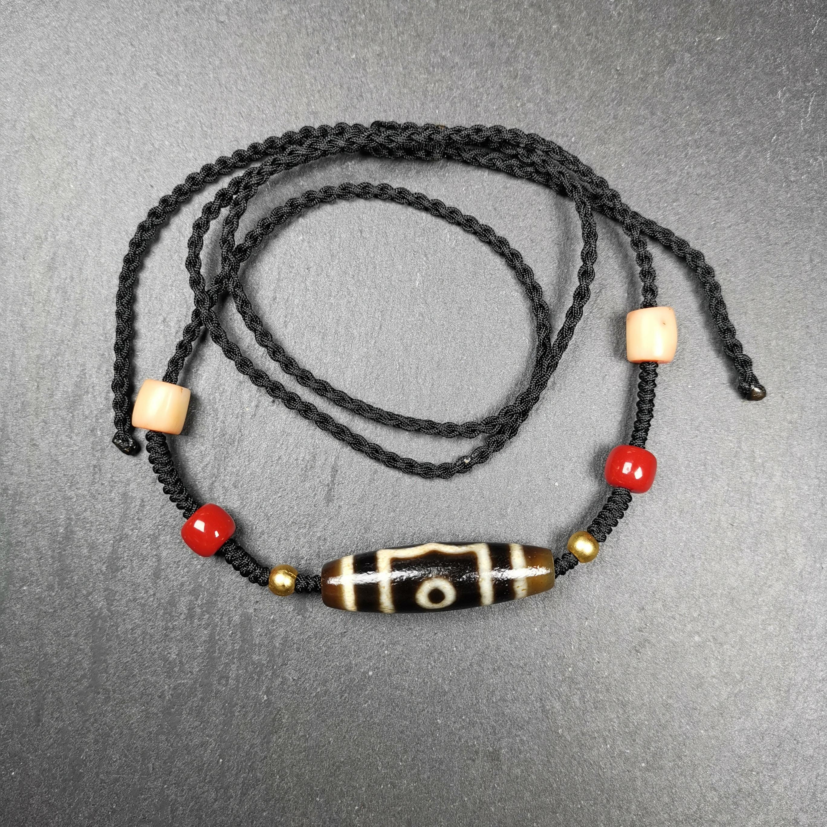 Gandhanra Vintage Tibetan 3 Eyes Dzi Bead Amulet,protection