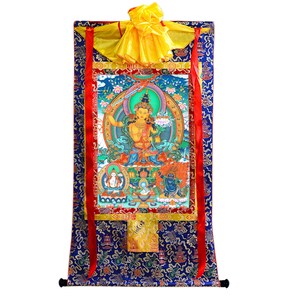 Thangka Tibétain Imprimé Gandhanra Green Tara 13ème Siècle 47,2 Cm