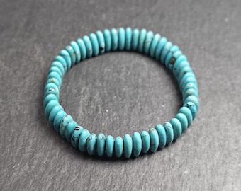 Authentic Turquoise Bracelet - Old Tibetan Wrist Mala - 12×6mm 56 Beads - Spiritual Gift