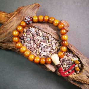 Gandhanra Handmade Tibetan Yak Bone Wrist  Mala Bracelet,23 Prayer Beads Bracelet for Men