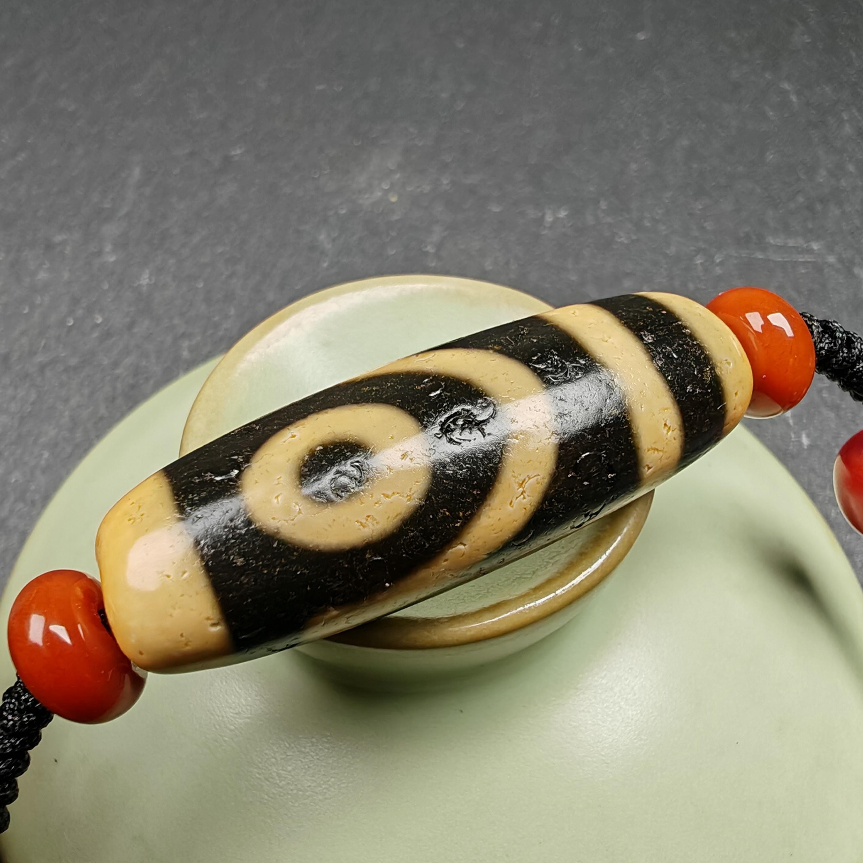 Antique 2 Eyes Dzi Bead Necklace | Tibetan Jewelry | Protection 