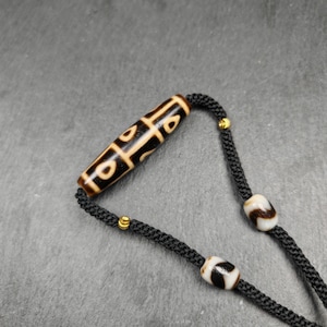 Gandhanra Antique Tibetan 9 Eyes Bodhi Dzi Bead Necklace, 2.13&quot; x 0.51&quot;, 30 Years Old,Protective Jewelry,Spiritual Gift
