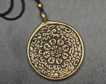 Distintivo vintage con mandala Gandhanra - Amuleto buddista tibetano, specchio Melong con motivo a croce Vajra, SIPAHO, ciondolo protettivo Fengshui