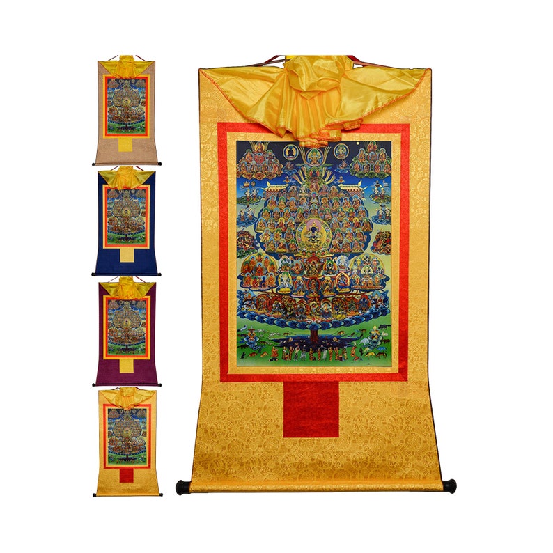 Karma Kagyu on Refuge Tree Thangka Brocadekamtsang - Etsy