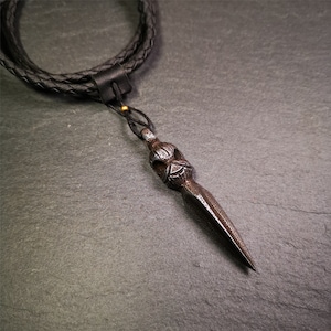 Gandhanra Handmade Skull Phurba Amulet,Kila - Dorje Phurba,Tibetan Budhist Ritual Implement Pendant,Made of Cold Iron,2.48"