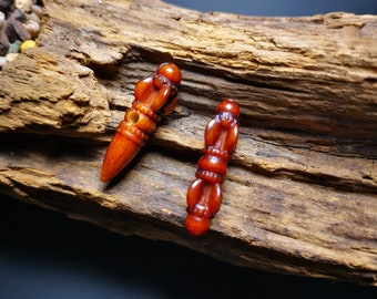 Gandhanra Tibetan Bone Carved Amulet Vajra and Kila(Dorje Phurba), Hand-Carved Pendant for Mala,Prayer Beads