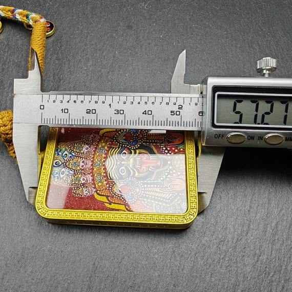Painted Drashi Lhamo Gau Box Amulet - Mini Ghau Shrine - Portable