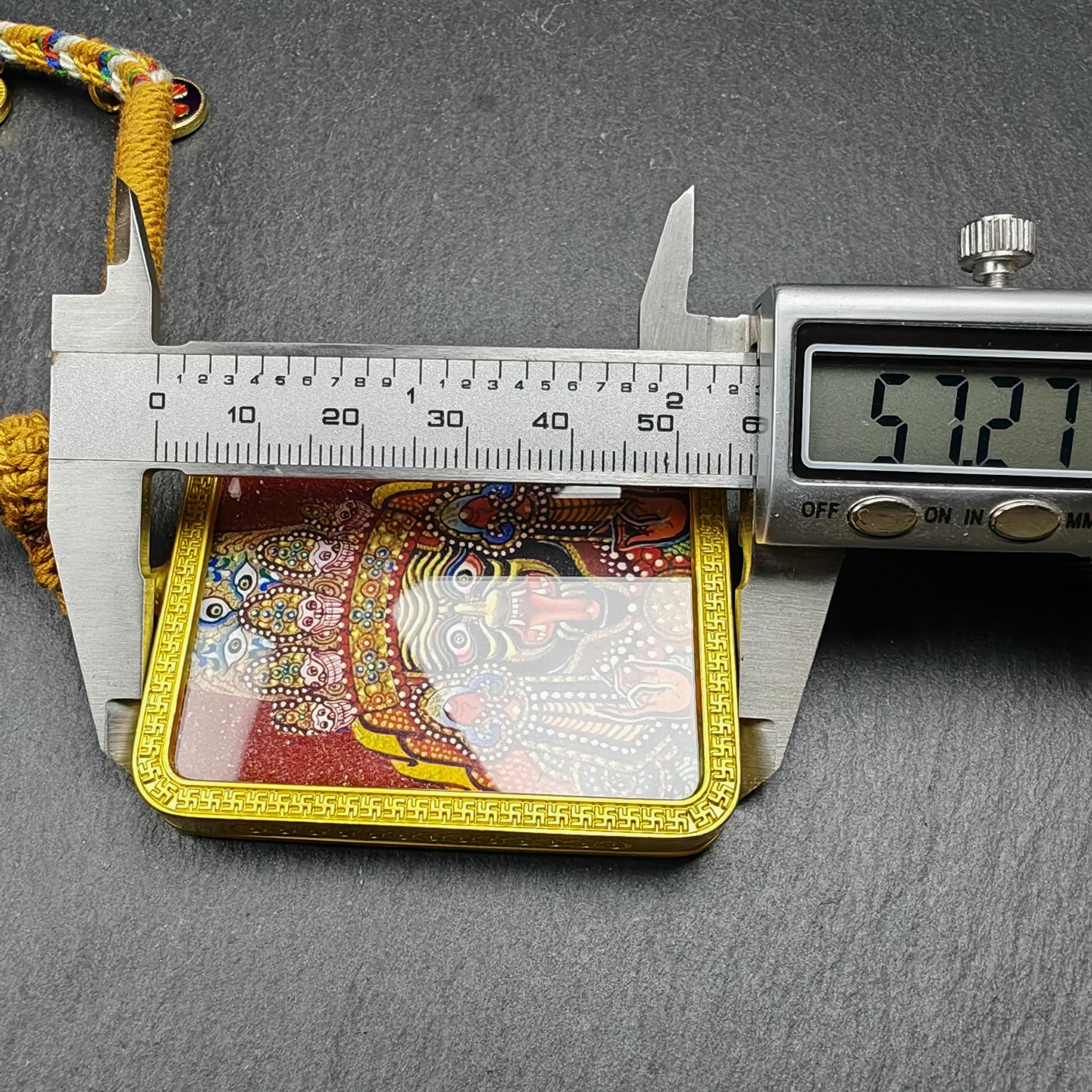 Painted Drashi Lhamo Gau Box Amulet - Mini Ghau Shrine - Portable