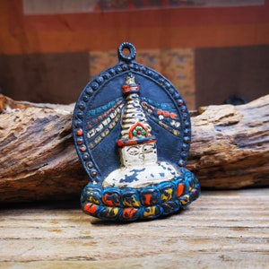 Gandhanra Antique Tibetan Buddhist Statue,Stupa Badge,Pagoda Amulet,Buddhist Tower,Made of Thokcha