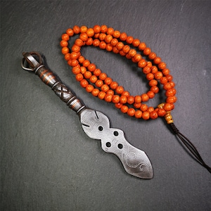 Gandhanra Handmade Tibetan Buddhist Ritual Implement - Kila -Dorje Phurba,Made of Cold Iron inlaid Copper,7.8&quot;