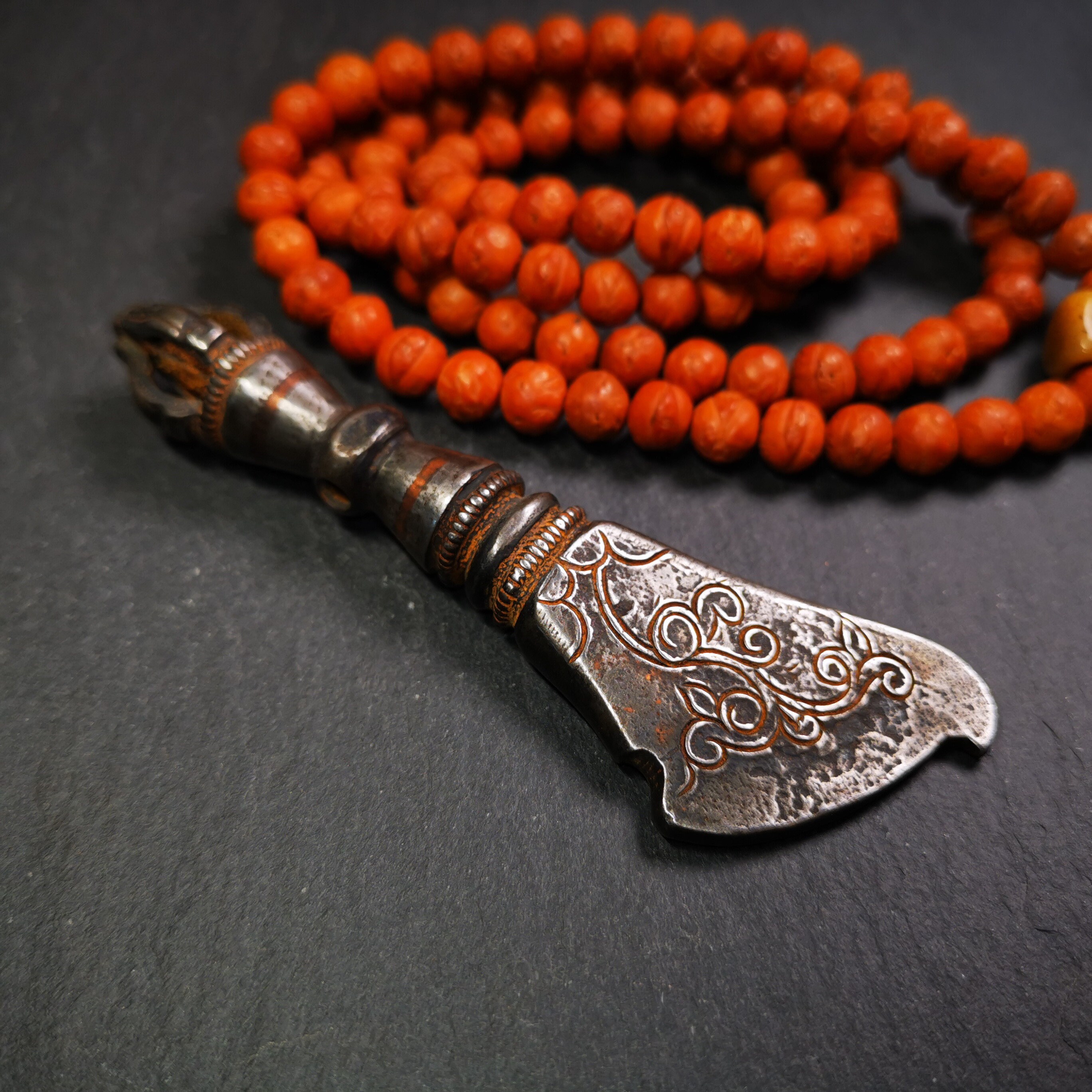 Gandhanra Tibetan Amulet,Kartika(knife of the dakinis), Trantic Buddhism Dharma Ritual, Altar Tools,Made of Cold Iron,3.9"