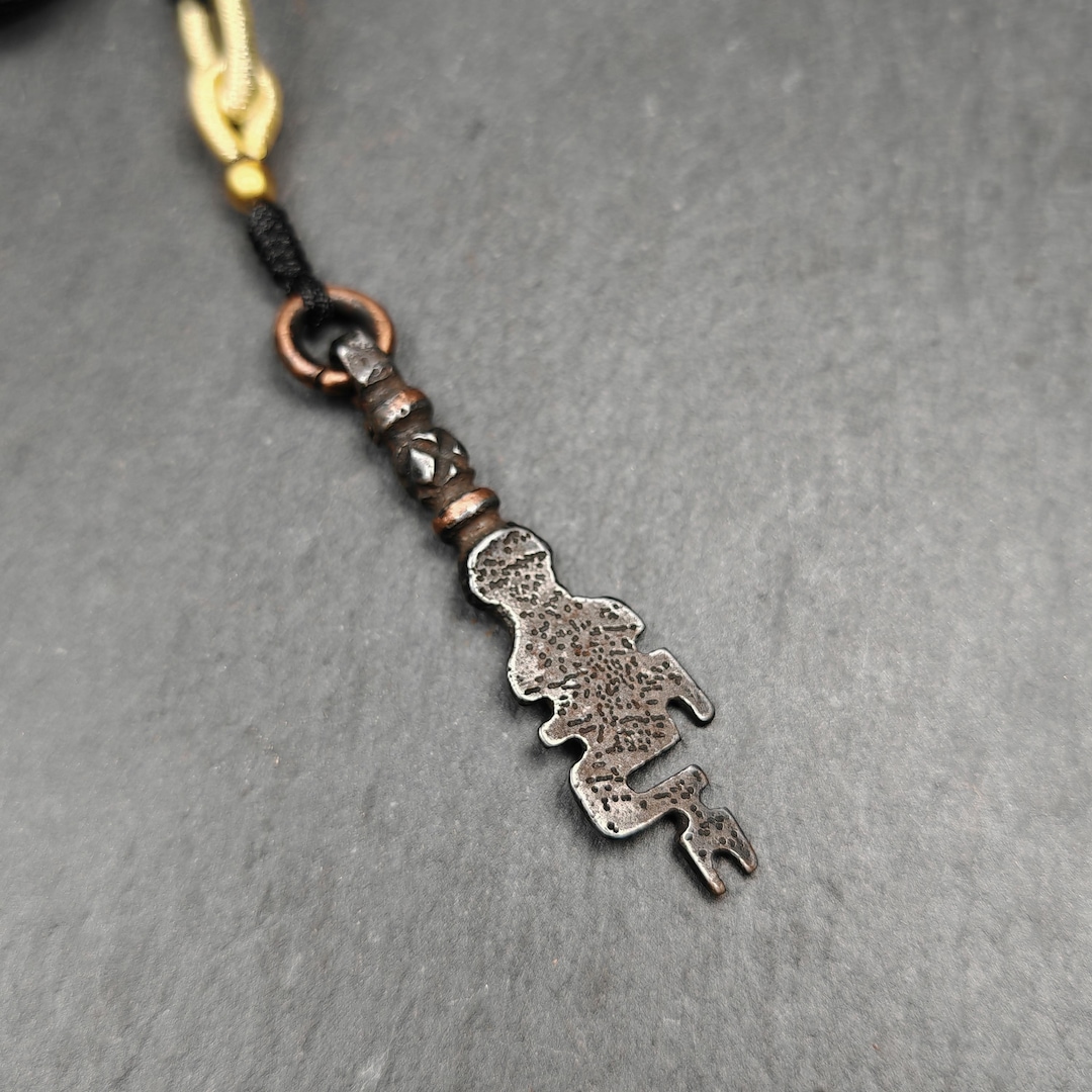 Handmade Tibetan Key Pendant: Cold Iron Amulet, Himalayan Lucky Charm ...