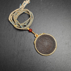 Gandhanra Handmade Tibetan Buddhist Amulet,Om Mani Padme Hum Badge Pendant,Mantra of Chenrezig,Protective Charm2.52&quot;