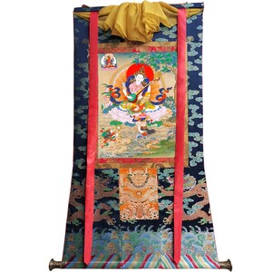 Kalindi Ramphul Thangka Tibétain - Les 8 Formes De Guru Rinpoché | Dorure | Cadre Brocart | Décoration Zen | Méditation Art Spirituel Méditation