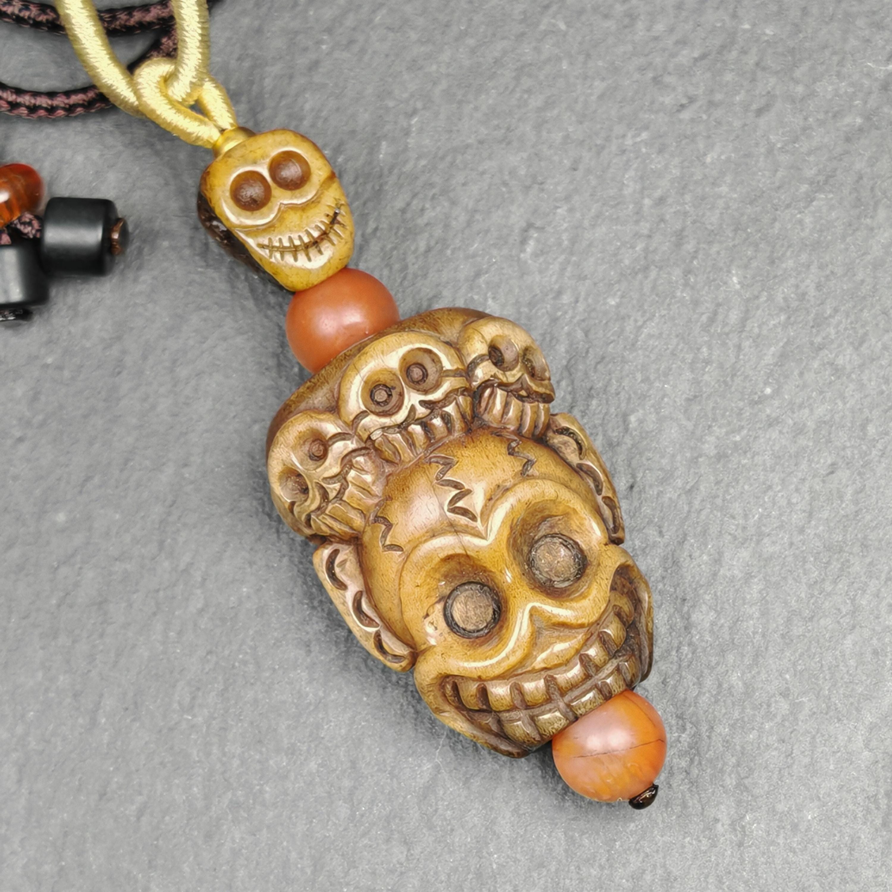 Forgotten Tibet ④鳳眼菩提樹necklace /チティパティ Unique Citipati Skull Protective Charm,gandhanra Vintage Tibetan