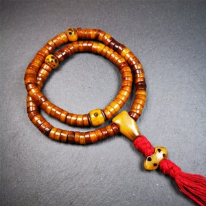 Gandhanra Handmade Tibetan Yak Bone Beads Mala,108 Prayer Beads for Meditation,Diameter 8.5mm, Length 48cm