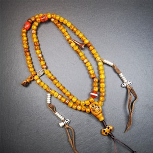Gandhanra Handmade Tibetan Yak Bone Dice Beads Mala,108 Prayer Beads for Meditation,Diameter 7mm, Length 68cm