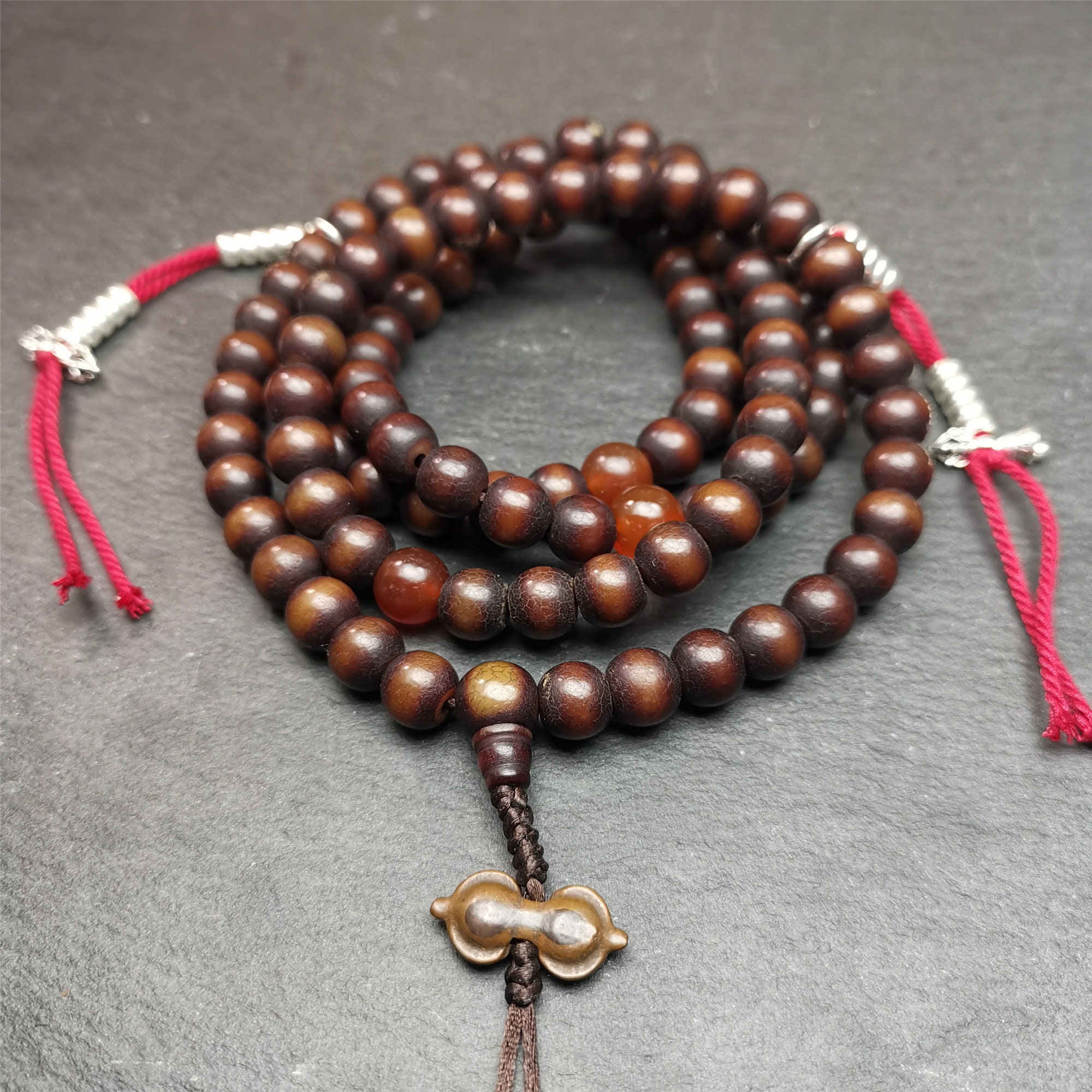 茶 karahana Gandhanra Old Tibetan 108 Prayer Beads,9.6mm Bodhi Root Bead