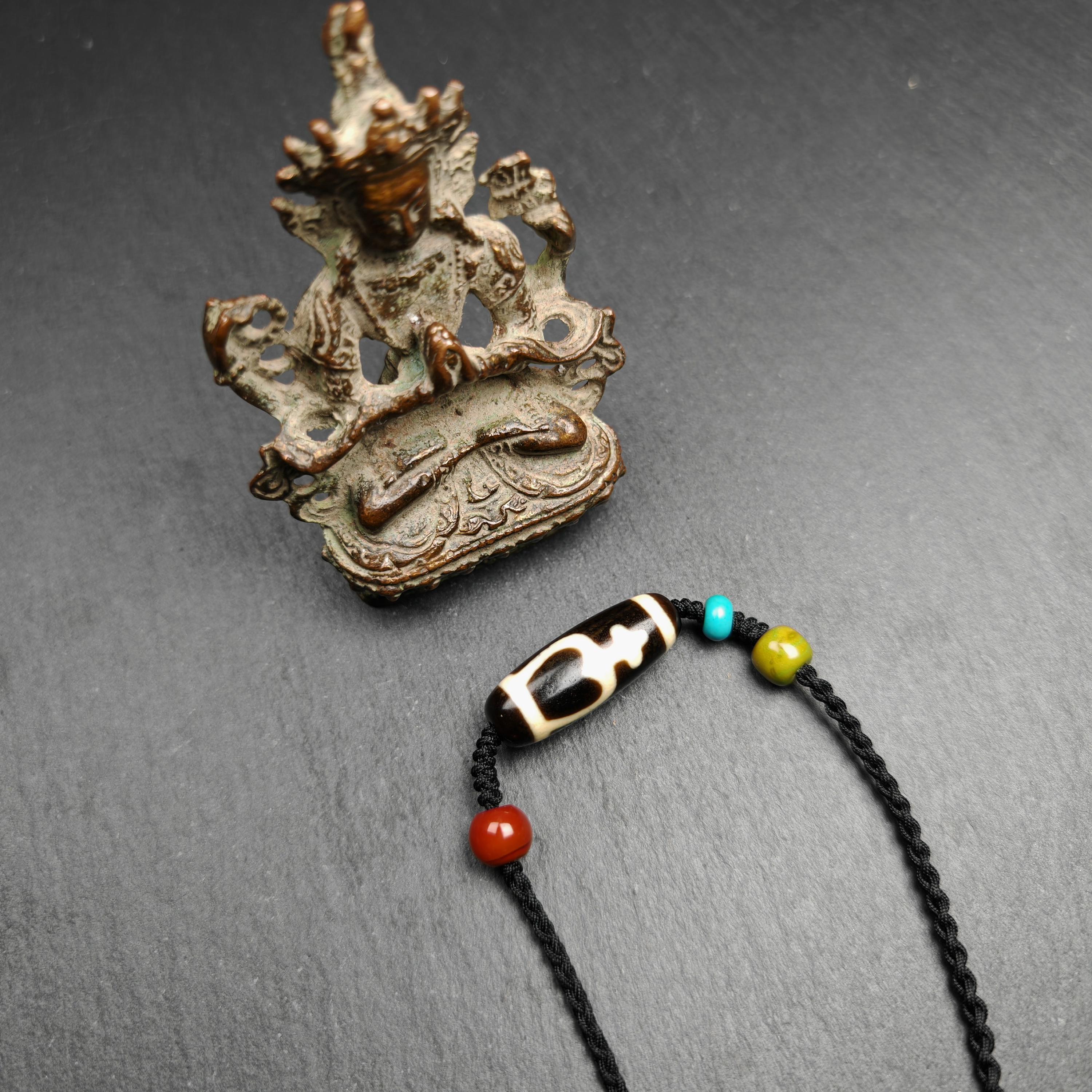 Tibetan Longevity Treasure Vase Dzi Bead Necklace, Wealth Amulet