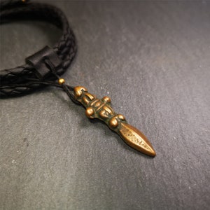 Gandhanra Vintage Tibetan Amulet ,Kila(Dorje Phurba) , Trantic Buddhism Ritual Implement Pendant,Made of Brass,1.7"