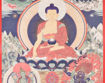 Gandhanra Tibetan Woodblock Thangka Art,Shakyamuni,Gautama Buddha,Buddhist Tapestry,From Derge Sutra Printing Temple