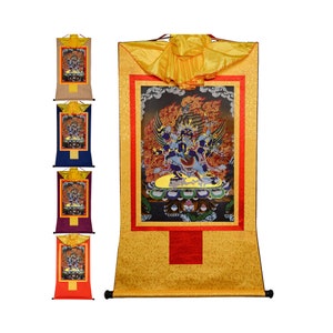 Gandhanra Bronzing Printed Thangka Art - Vajrakilaya Thangka, Vajrakumara, Hand Framed Tibetan Buddhist Thangka Wall Hanging