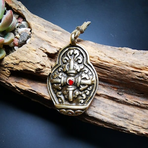 Gandhanra Antique Tibetan Buddhist Protective Pendant,A Tibetan Cross Vajra Amulet, 50 years old