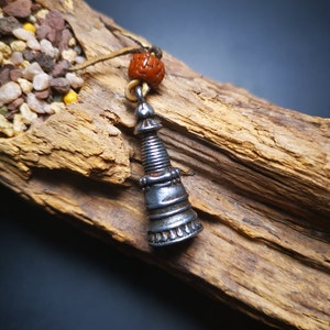 Gandhanra Handmade Tibetan Buddhist Amulet,Stupa,Pagoda,Buddhist Tower Pendant,Made of Cold Iron,1.38 inches