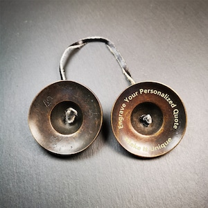 Gandhanra Customized Engrave Tibetan Cymbals,6.5cm Tingsha Bell,Buddhism Ritual Implement,Handmade in Nepal,Dark Color