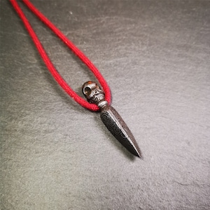 Gandhanra Handmade Skull Phurba Amulet,Kila - Dorje Phurba,Tibetan Budhist Ritual Implement Pendant,Made of Cold Iron,2.24"