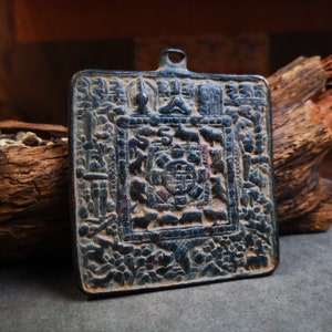 Gandhanra Tibetan Buddhist Amulet,Melong Mirror Wall Hanging, Calendar Badge,SIPAHO(srid pa ho),Unique Square Pattern
