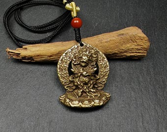 Gandhanra Antique Tibetan Buddhism Amulet Pendant,Panjaranata Mahakala,80 Years Old