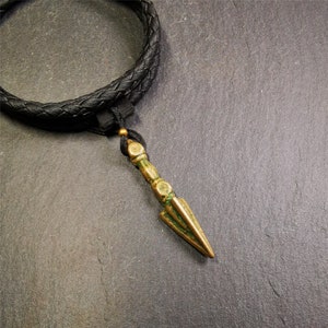 Gandhanra Vintage Tibetan Amulet ,Kila(Dorje Phurba) , Trantic Buddhism Ritual Implement Pendant,Made of Brass,1.96"