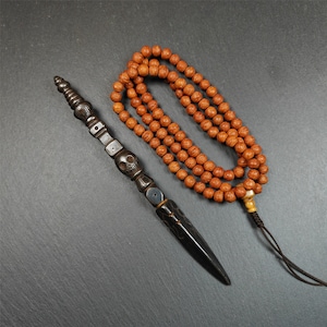 Gandhanra Handmade Tibetan Buddhist Ritual Implement - Kila -Dorje Phurba,Made of Cold Iron inlaid with Copper,7.5&quot;