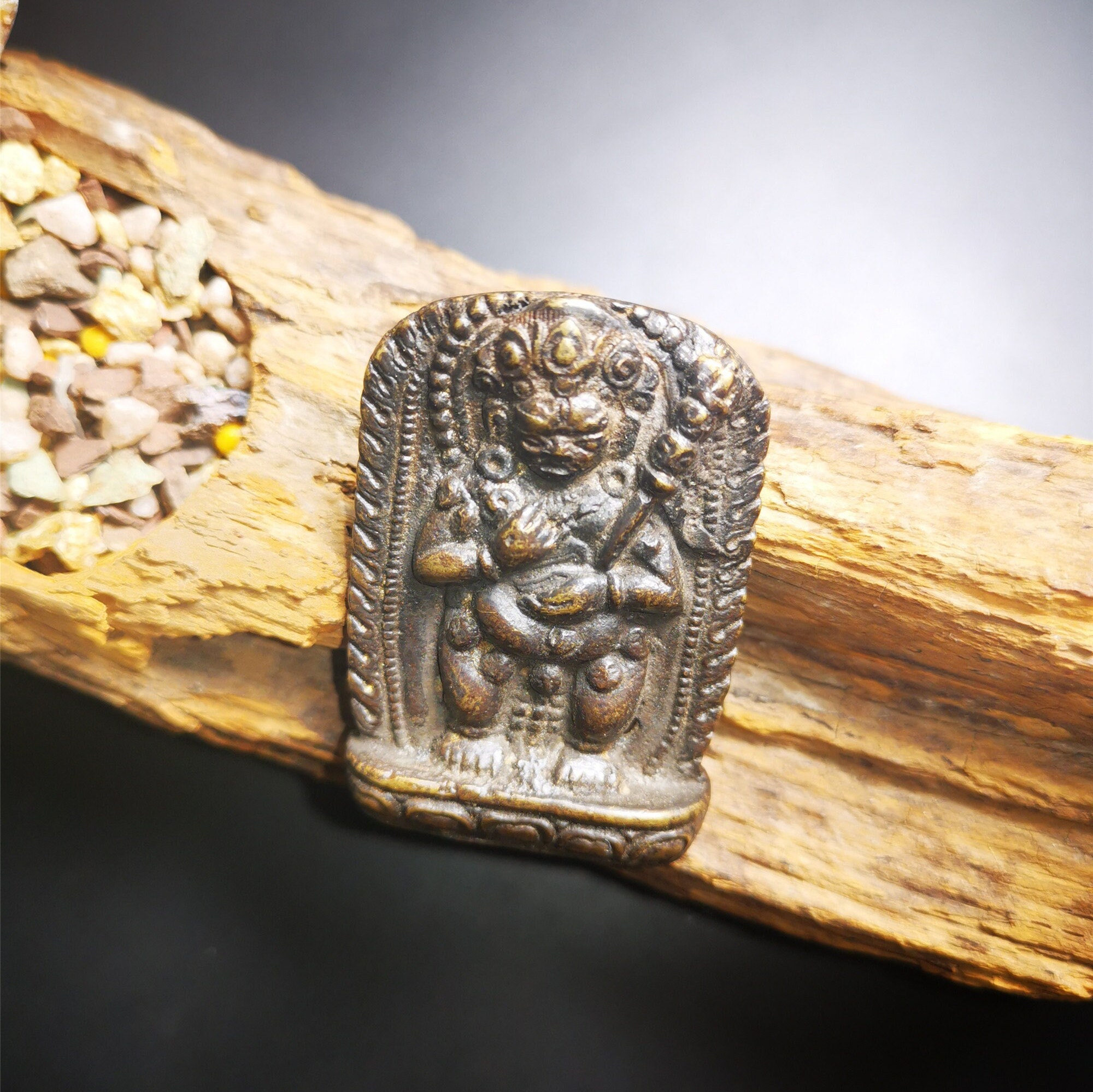 Gandhanra Acienttibetan Buddhist Statue, Original Mahakala, Made Of Thokcha, Over 100 Years Old