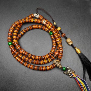 Gandhanra Old Tibetan Rosary, 10mm Yak Bone Kapala Mala,Traditional 108 Prayer Beads for Meditation and Prayer,20 Inches Length