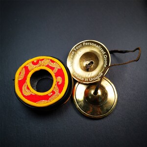 Gandhanra Customized Engrave Tibetan Cymbals, 6.5cm Tingsha Bell,Buddhism Ritual Implement,Handmade in Nepal,Shiny Color