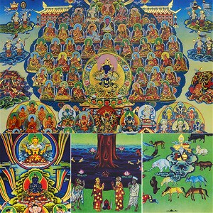 Karma Kagyu on Refuge Tree Thangka Brocade,kamtsang Kagyu,gyalwa ...