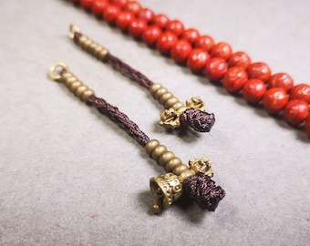 Gandhanra Handmade Tibetan Buddhist Mala Counters,Prayer Bead Counters,with Dorje and Vajra Pendant,Made of  Brass