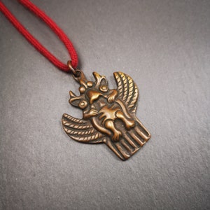 Gandhanra Antique Tibetan Buddhist Amulet,Garuda,Garula,Suparna,Golden-winged Bird Pendant,Made of Copper