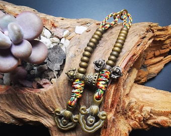 Gandhanra Handmade 5mm Tibetan Buddhist Mala Counters,Prayer Bead Counters, Carved with Dorje and Vajra /  Kartika and Kila,Made of  Brass
