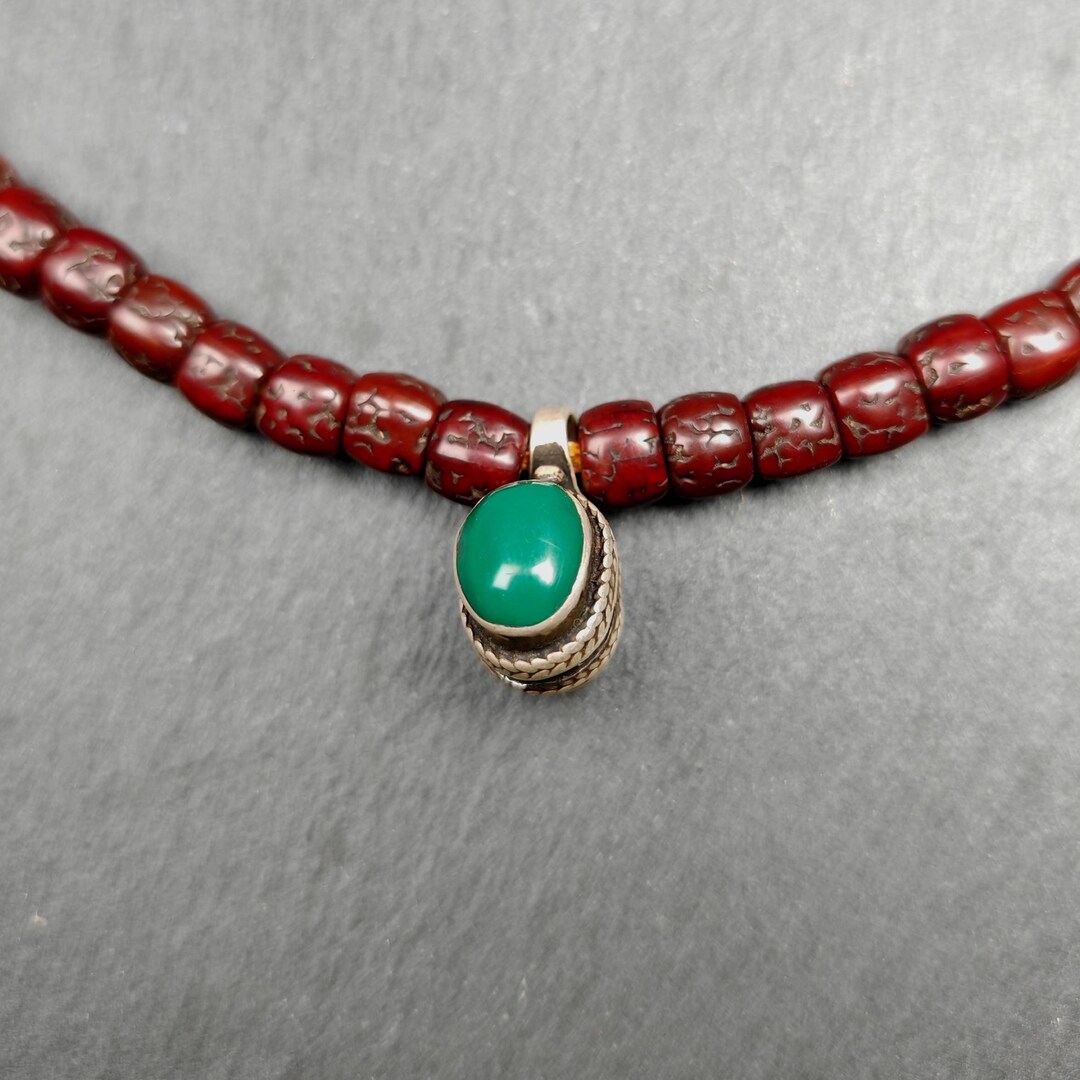 ヴィンテージチベットターコイズブムカウンタークリップ：スターリング