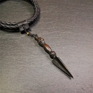 Gandhanra Handmade Skull Phurba Amulet,Kila - Dorje Phurba,Tibetan Budhist Ritual Implement Pendant,Made of Cold Iron,2.48"