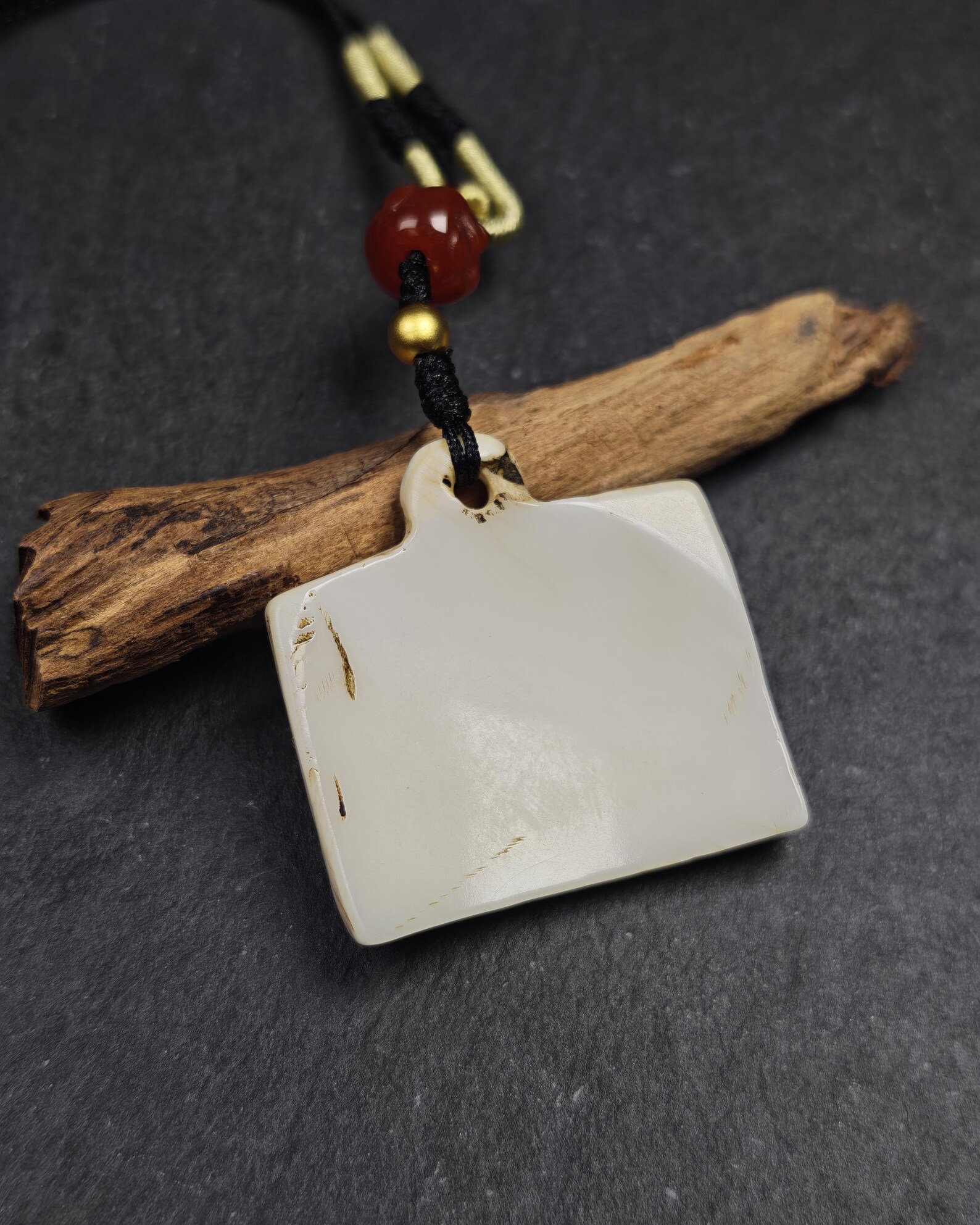 Good Shell Amulet Old Shell Carved Amulet Badge With Tibetan Letters - Part Mantra of ...