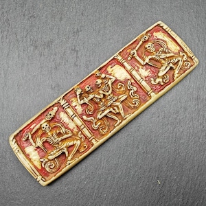 Authentic Citipati Skull Master Kapala Badge,Gandhanra Old Tibetan Amulet,13cm × 4cm