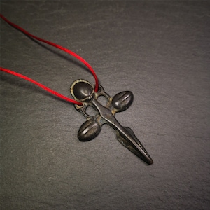 Gandhanra Vintage Phurba Amulet,Kila(Dorje Phurba) Pendant,Tibetan Budhist Ritual Implement,made of Thokcha,2.6",60 Years Old
