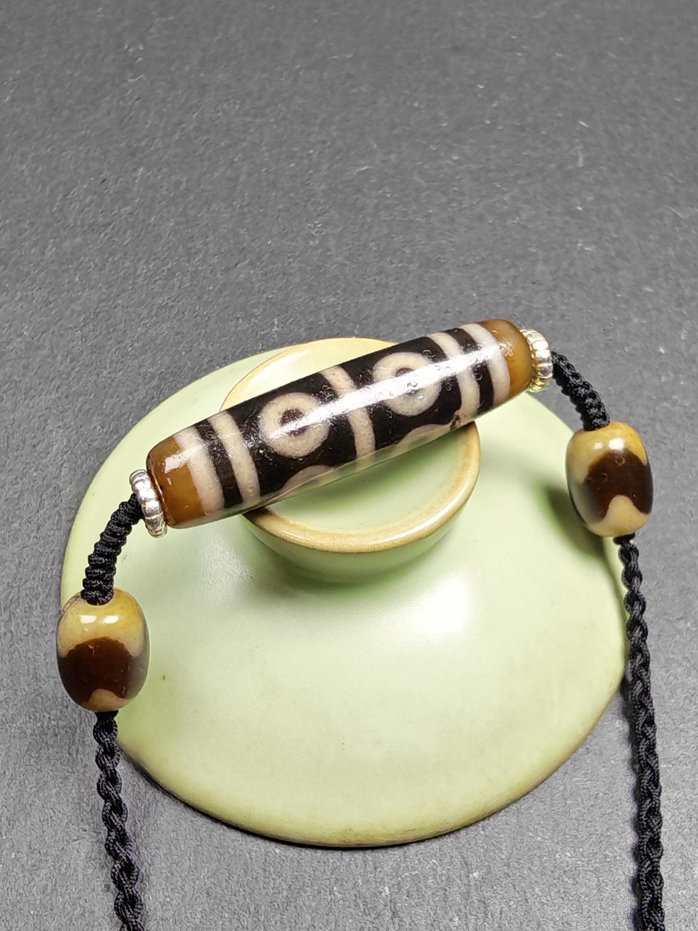Authentic Tibetan Dzi Necklace - 8 Eyes Mandala Dzi Amulet - 45