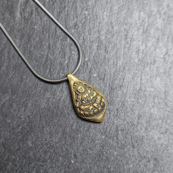 Yellow Jambhala Amulet - Handmade Tibetan Buddhist Amulet Necklace
